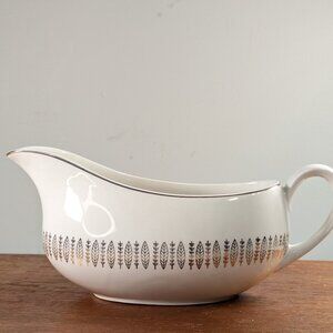 Royal Knight Staffordshire Gravy boat, 22ct gold decorated serving porcelain